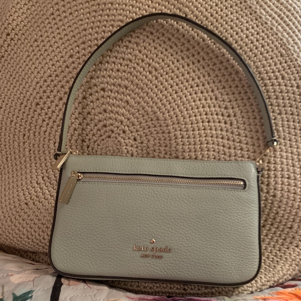 kate spade Mint Green Pebbled Leather Shoulder Bag with Gold Hardware